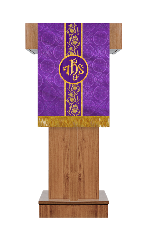 Embroidered Catholic Altar Cloth with Golden Braids