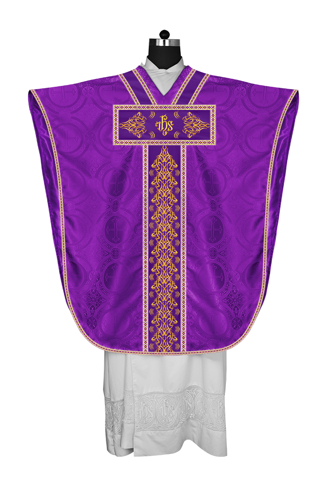 Borromean Chasuble Vestment With Braided Orphrey and Trims