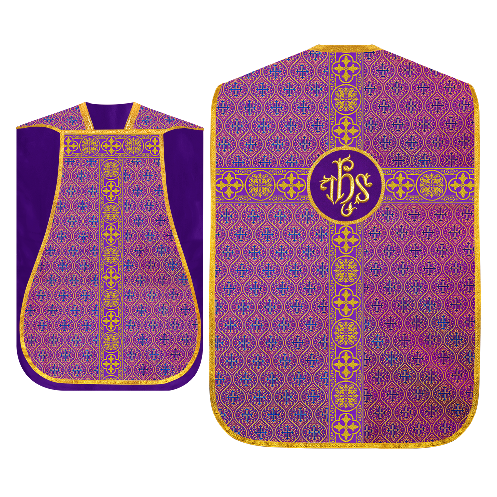 Fiddleback Vestment with Motif and woven Braided Trims