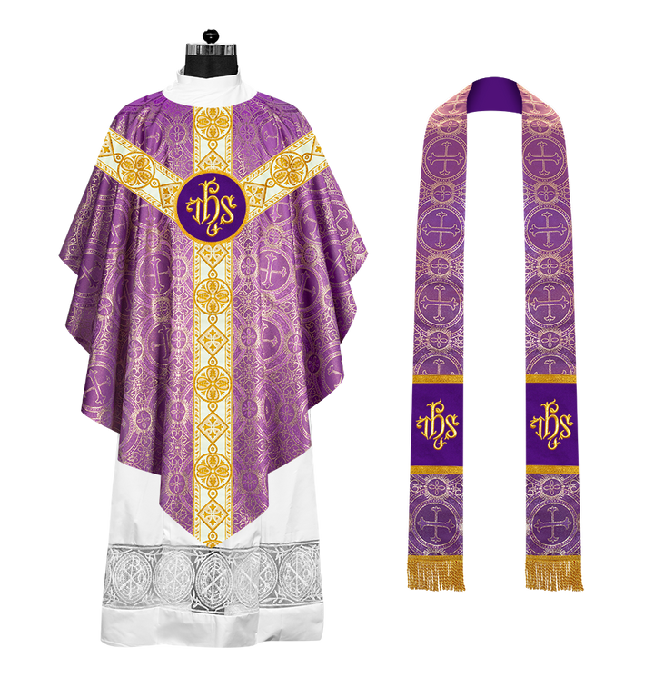 Pugin Style Chasuble with Embroidered Orphrey