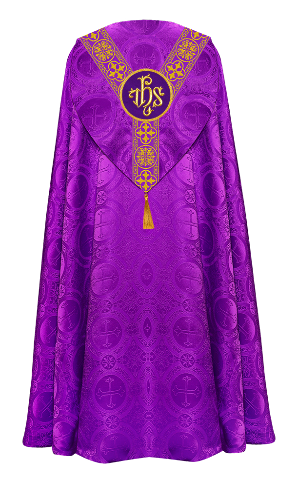 Gothic Cope Vestment with Y Type Braided Trims and Motifs