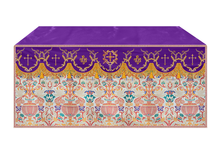 Liturgical Tapestry Altar Cloth with Detailed Embroidered Trims