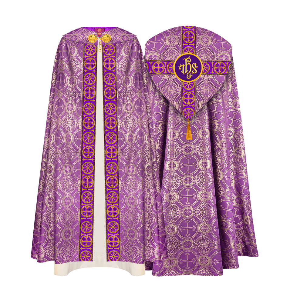 Gothic Cope Vestment with Cross Type Braided Motif