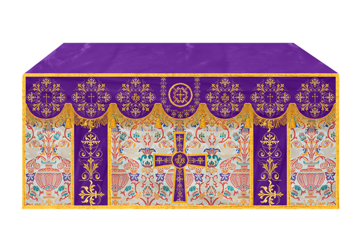 Tapestry Altar Cloth with Braided Embroidered Trims