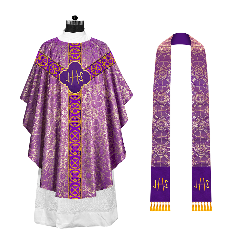 Gothic Chasuble Vestment with Y type braided orphrey