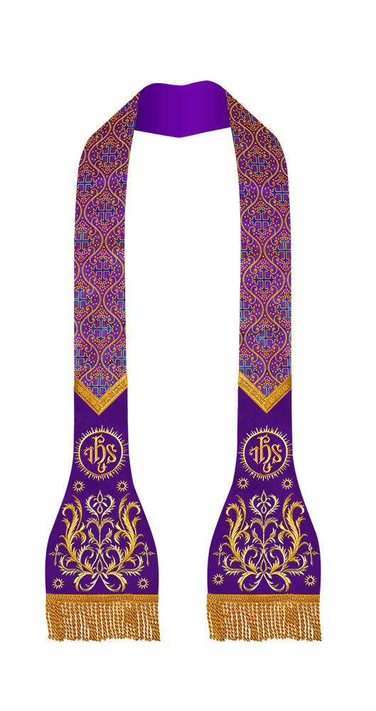 Set of 4 Catholic Stole with Embroidery Motif