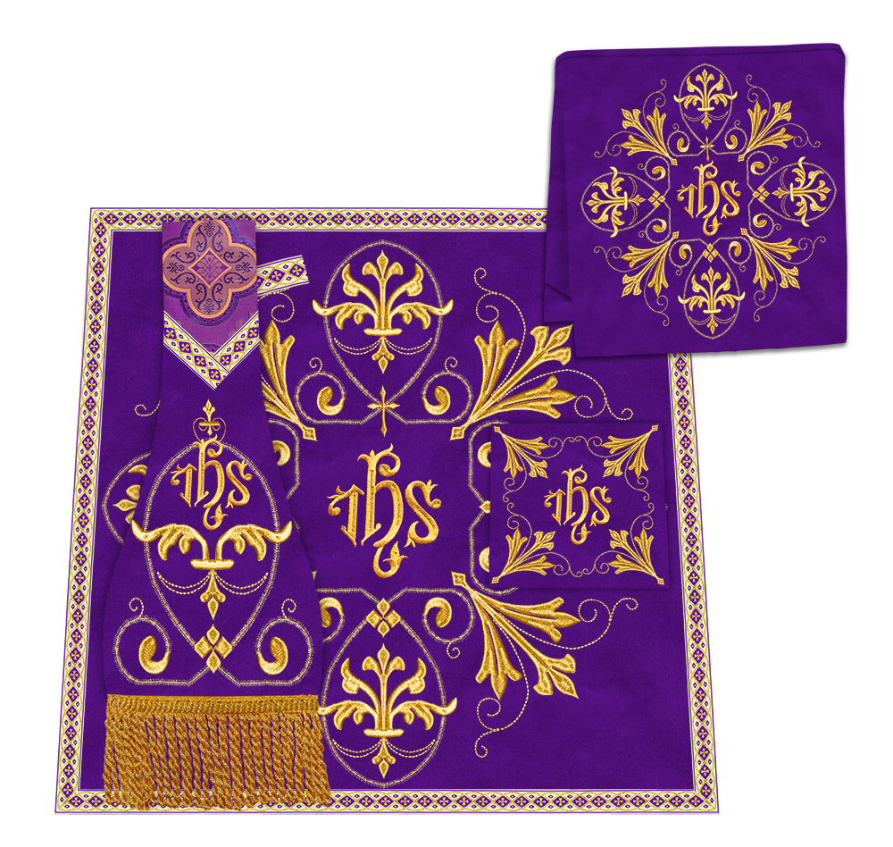 Embroidered Roman Cope Vestment with Braided Trims