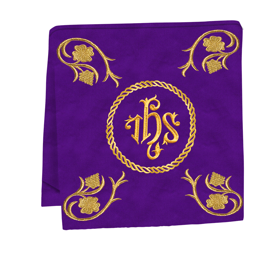 Embroidered Catholic Altar Cloth with Golden Braids