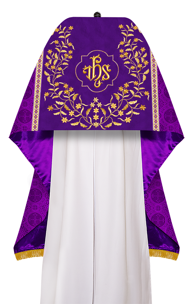 Humeral Veil Vestment with Floral Embroidered Trims