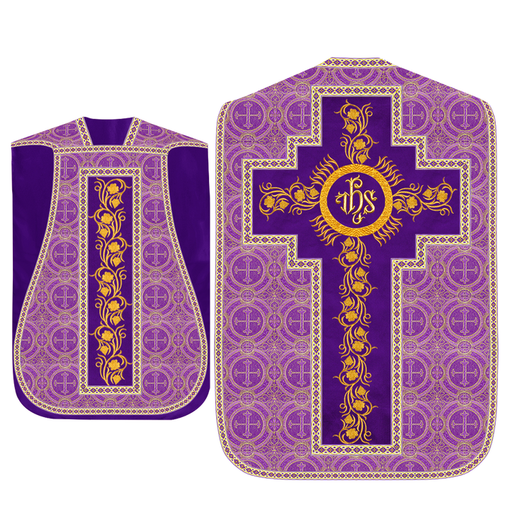 Roman Chasuble Vestment With Grapes Embroidery and Trims