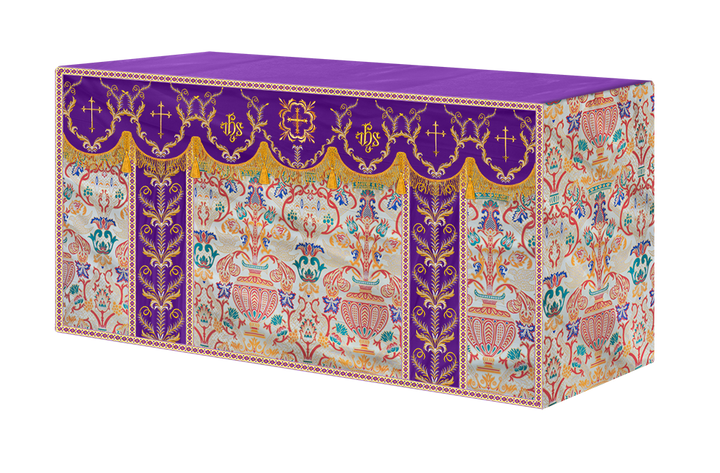 Liturgical Tapestry Altar Cloth with Detailed Embroidered Trims