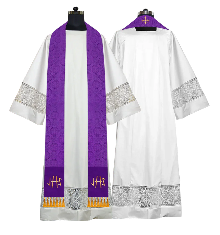 Ordination Stole with Embroidered Spiritual Motif