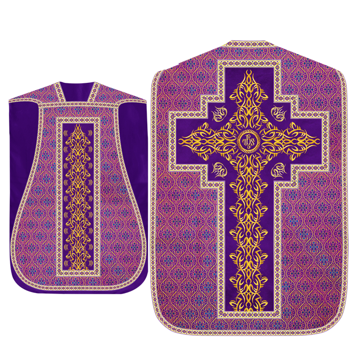 Set of Four Roman Chasuble with Embroidered Trims