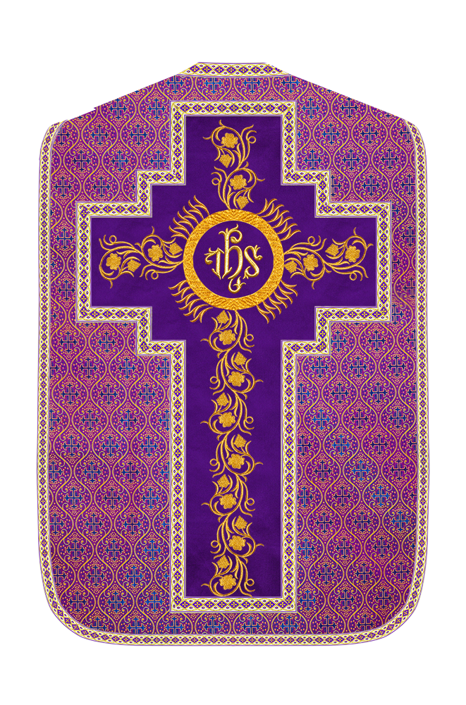 Roman Chasuble Vestment With Grapes Embroidery and Trims