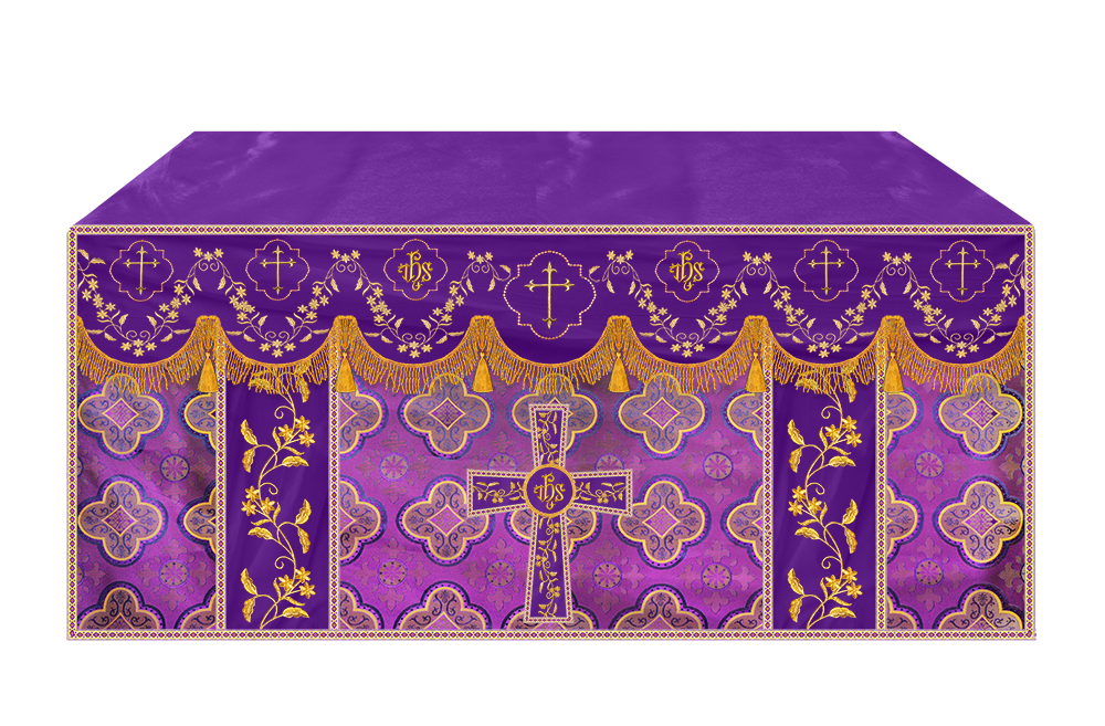 Altar Table Cloth With Floral Embroidery trims