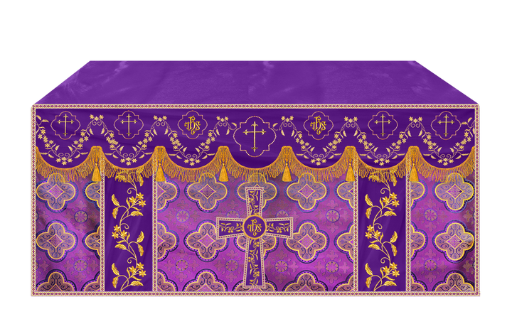 Altar Table Cloth With Floral Embroidery trims