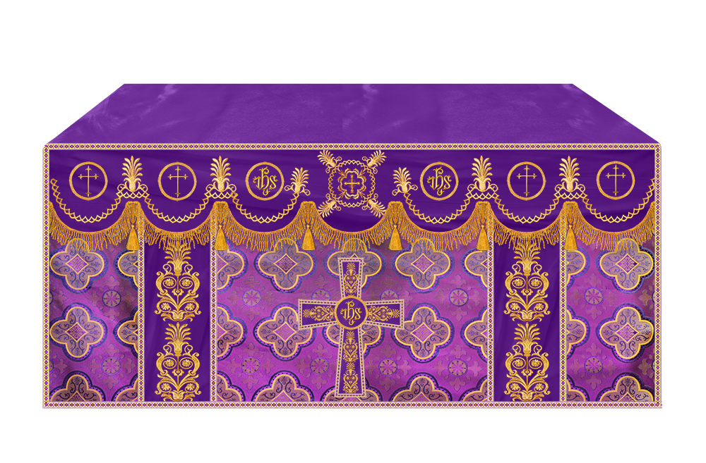 Altar Cloth with Embroidered Motif and Trims