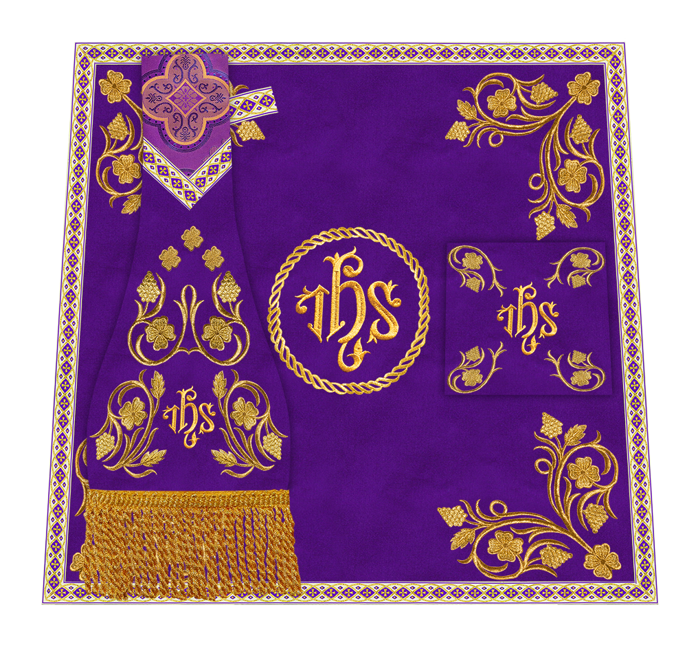 Roman Chasuble Vestment With Grapes Embroidery and Trims