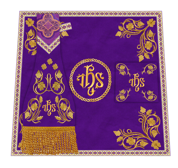 Roman Chasuble Vestment With Grapes Embroidery and Trims