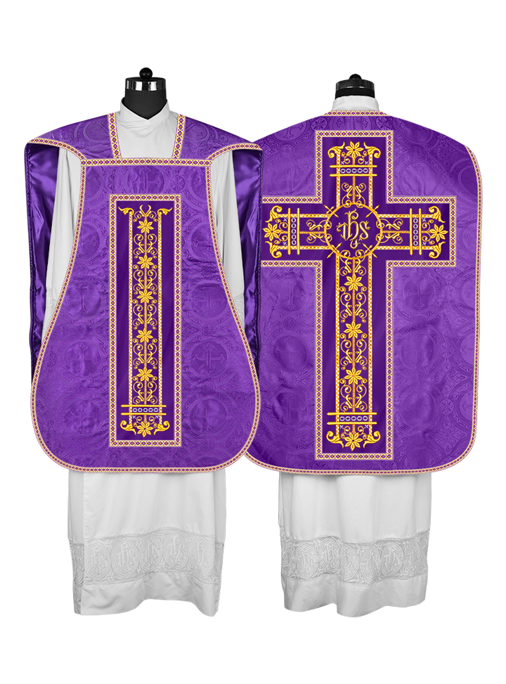 Roman Chasuble Vestment Enhanced With Orphrey and Trims