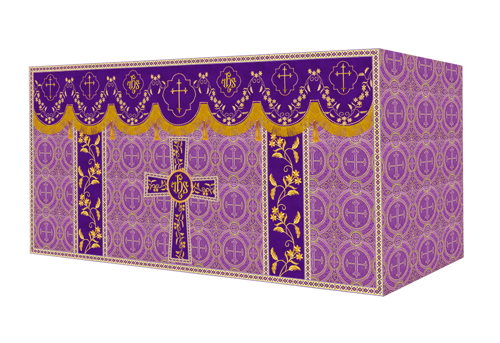 Altar Table Cloth With Floral Embroidery trims