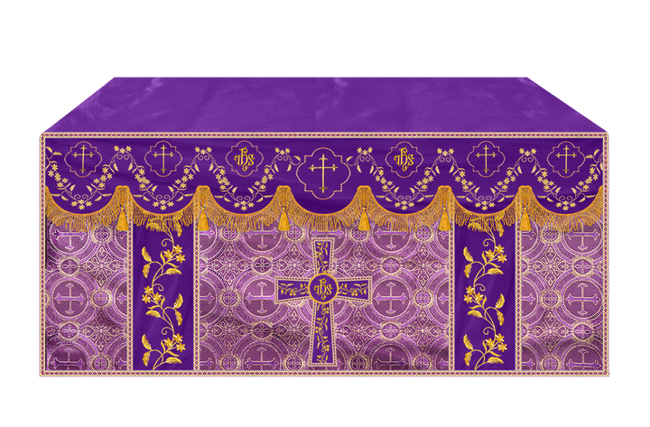 Altar Table Cloth With Floral Embroidery trims