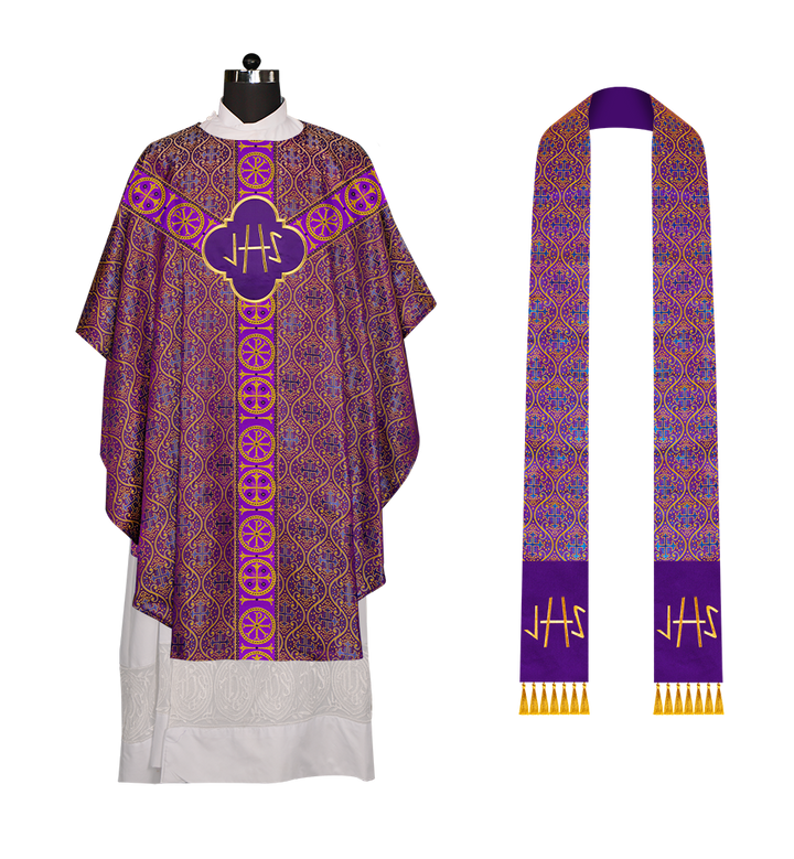 Gothic Chasuble Vestment with Y type braided orphrey