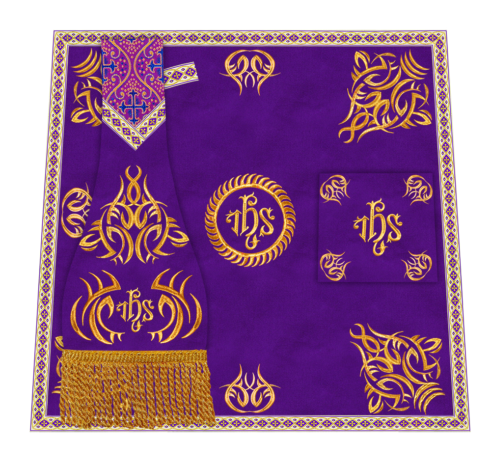 Borromean Chasuble Vestment With Braided Orphrey and Trims