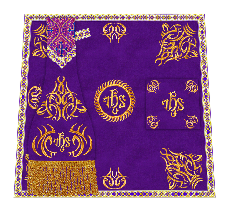 Borromean Chasuble Vestment With Braided Orphrey and Trims