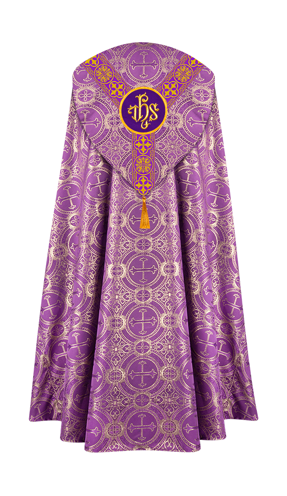 Gothic Cope Vestment with Y Type Braided Trims and Motifs