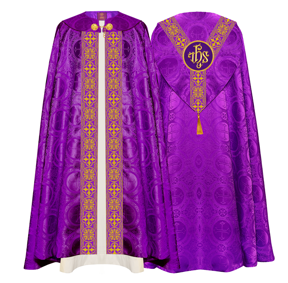 Gothic Cope Vestment with Y Type Braided Trims and Motifs