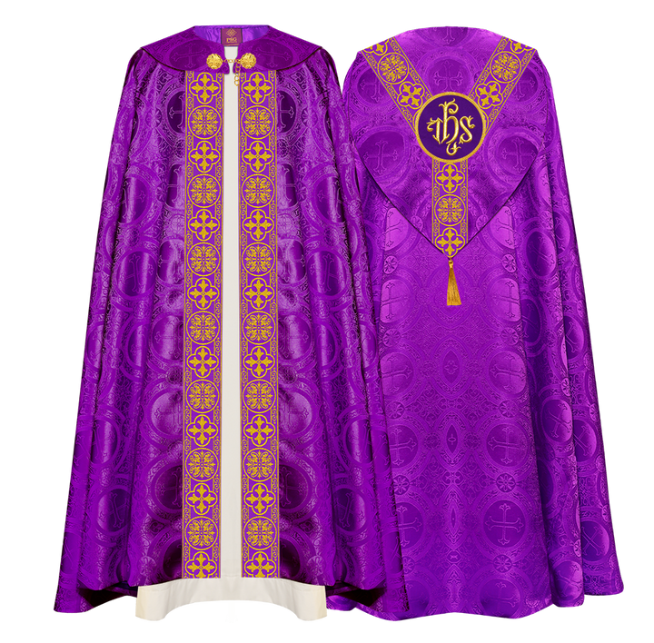 Gothic Cope Vestment with Y Type Braided Trims and Motifs