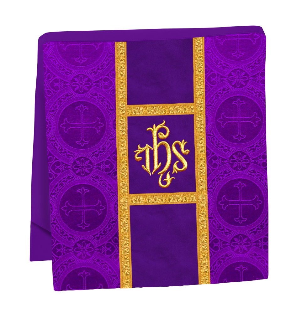 Fiddleback Vestment with Motif and woven Braided Trims