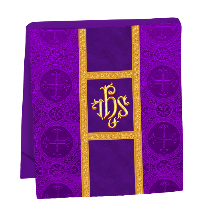 Fiddleback Vestment with Motif and woven Braided Trims