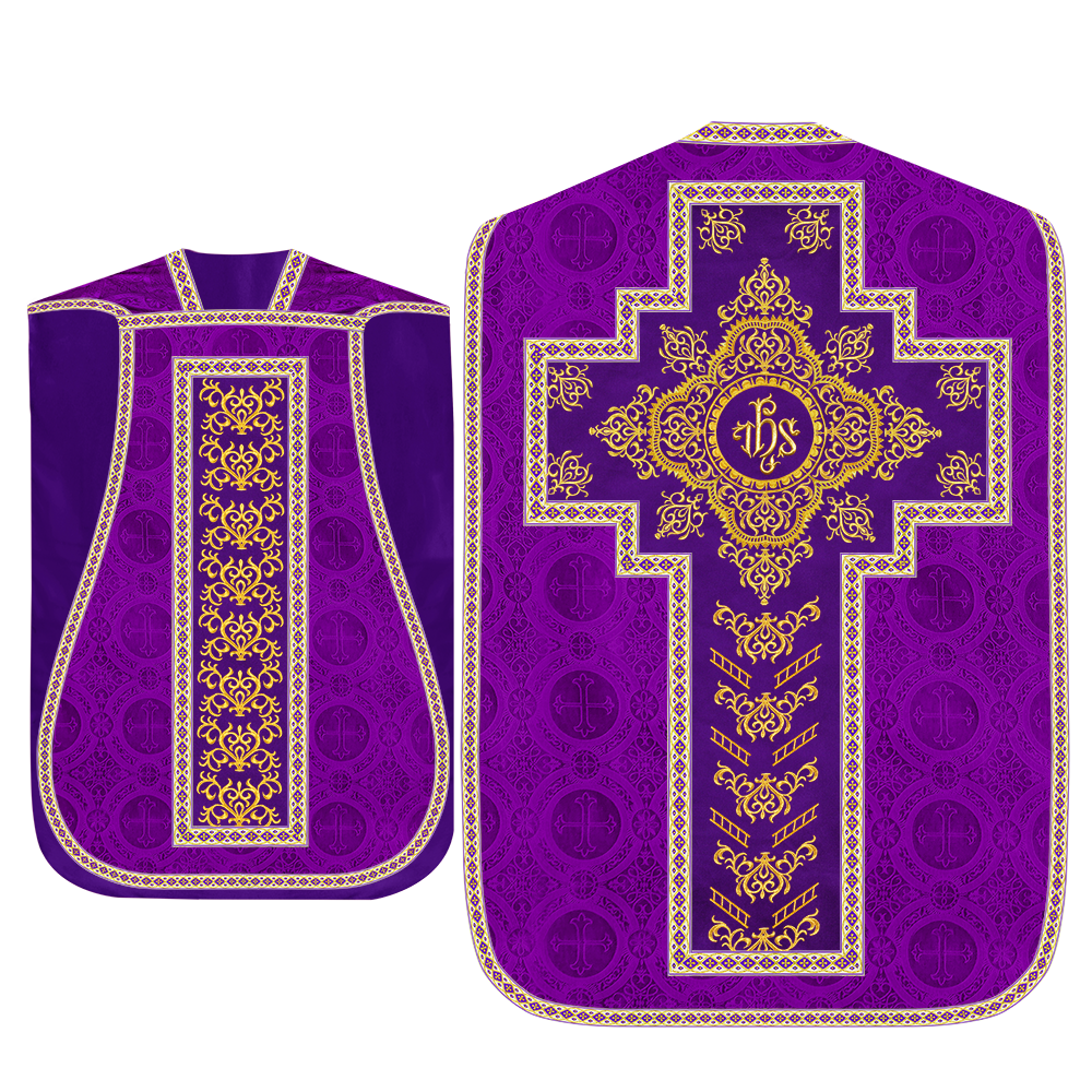 Traditional Fiddleback Vestment With Motifs and Trims