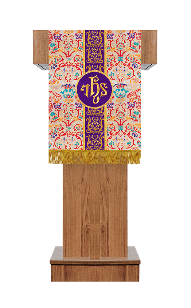 Embroidered Tapestry Pulpit/Lectern with intricate Trim