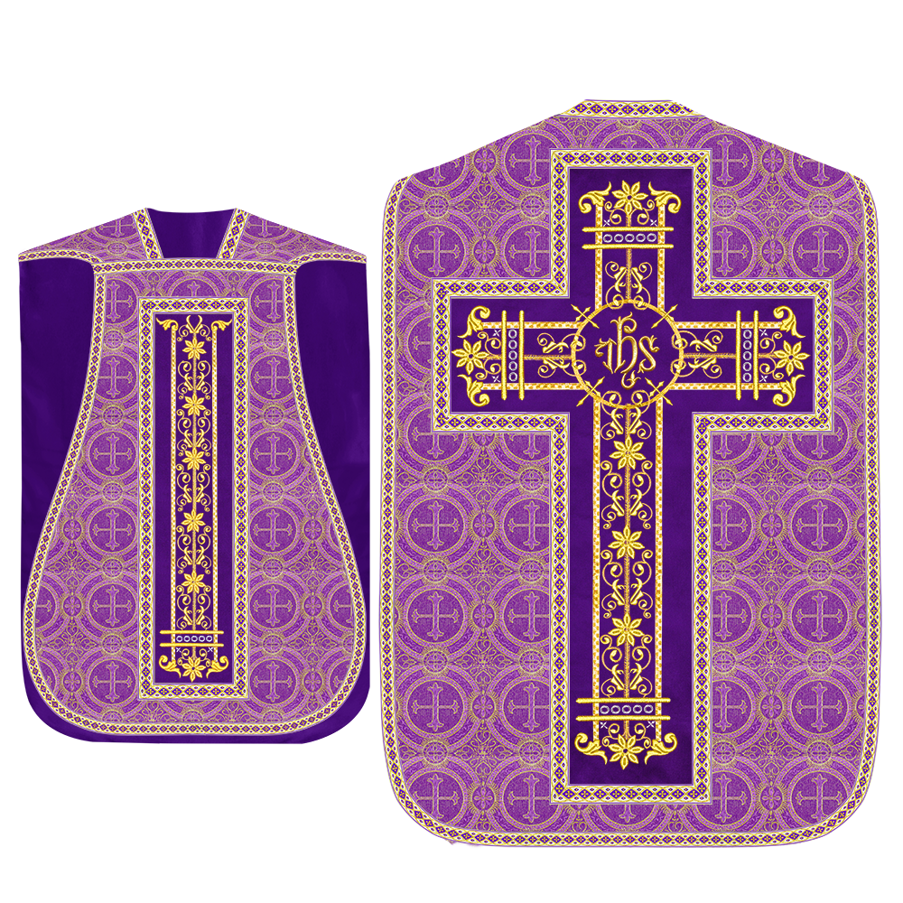 Roman Chasuble Vestment Enhanced With Orphrey and Trims