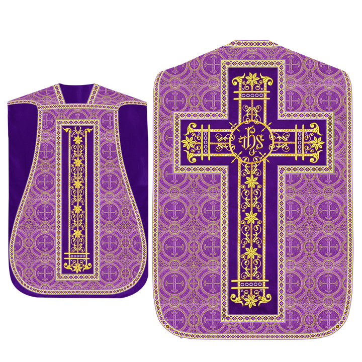 Roman Chasuble Vestment Enhanced With Orphrey and Trims