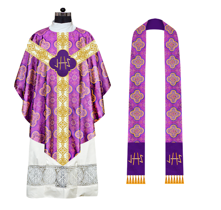 Liturgical Pugin Chasuble with Ornate Orphrey