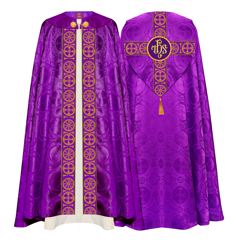 Gothic Cope Vestment with Cross Type Braided Motif