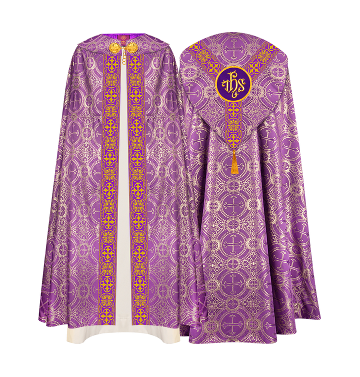 Gothic Cope Vestment with Y Type Braided Trims and Motifs