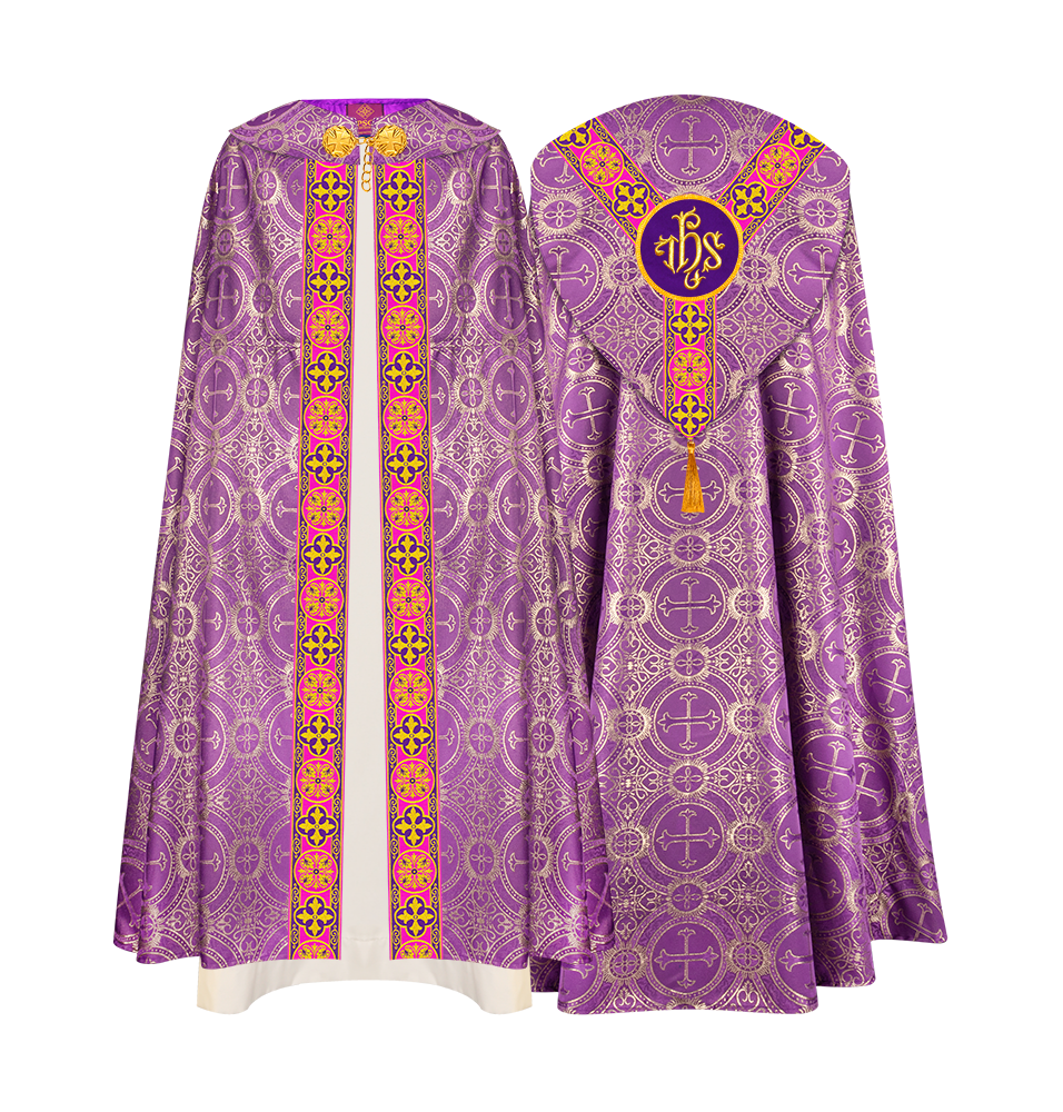 Gothic Cope Vestment with Y Type Motif and Braided Trims