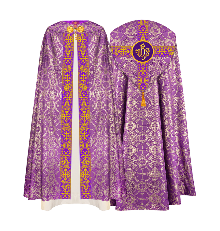 Gothic Cope Vestment with Cross type Braided Trims and motif