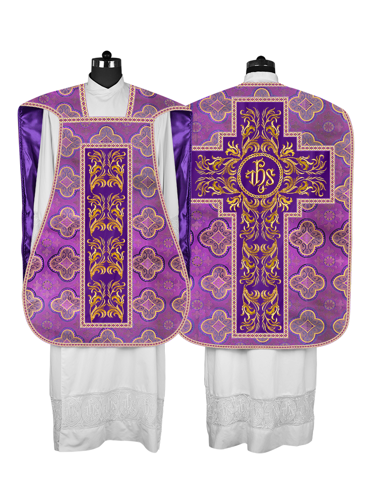Roman Chasuble Vestment With Woven Braids and Trims