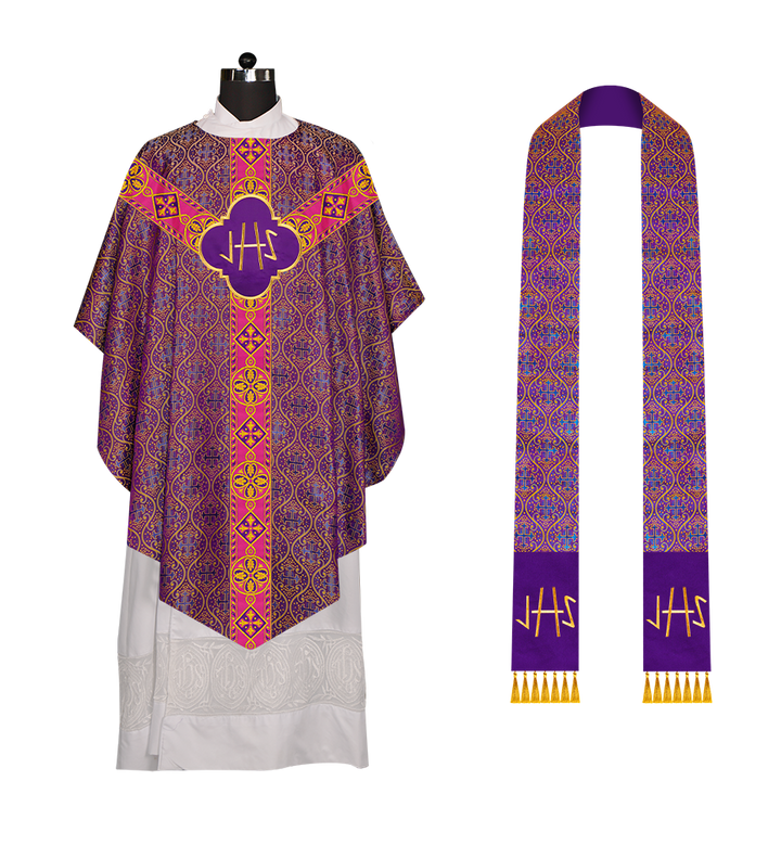 Pugin Chasuble with Intricate Embroidery and Orphrey Details