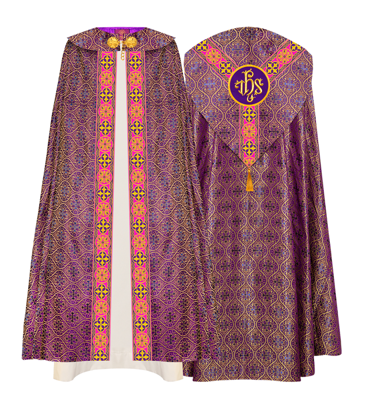 Gothic Cope Vestment with Y Type Motif and Braided Trims