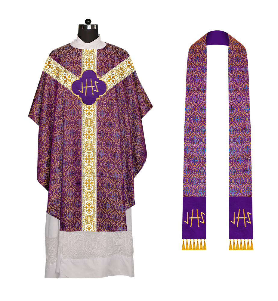 Gothic Chasuble with Embroidered Motif and Orphrey