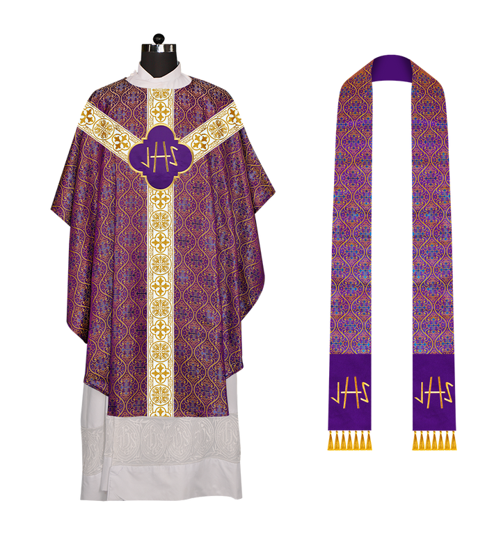 Gothic Chasuble with Embroidered Motif and Orphrey