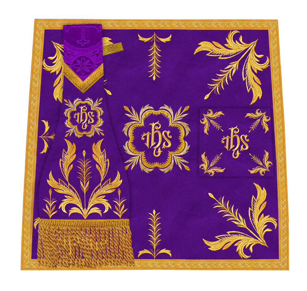 Set of Four Roman Chasuble with liturgical motifs