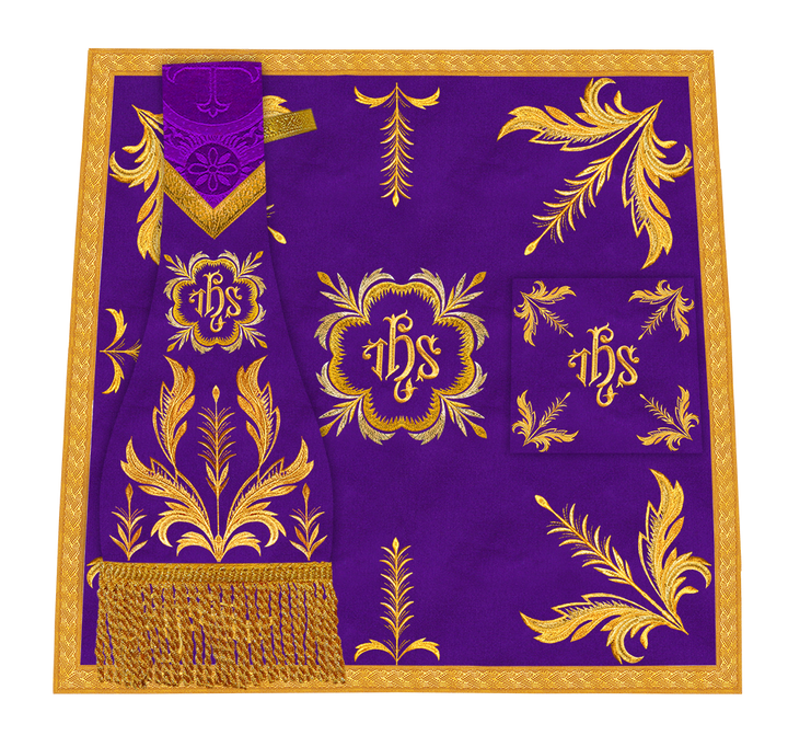 Set of Four Roman Chasuble with liturgical motifs